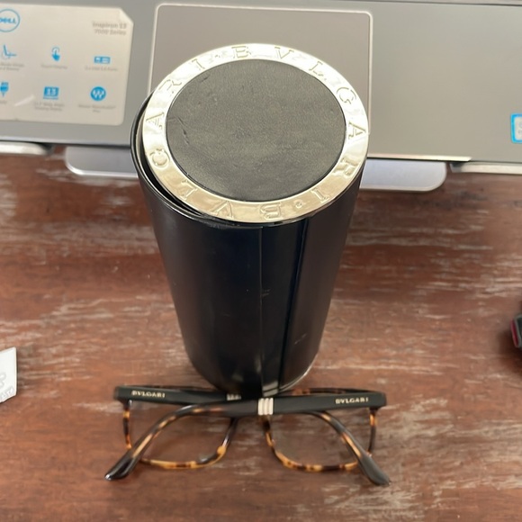 Bulgari 3018 5251 Havana clear brown tortoise eyeglasses with round black case - Picture 2 of 16